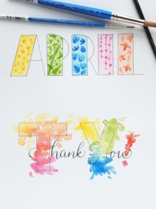 watercolor designs in hand drawn letters