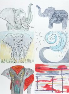 Watercolor and Lettering Alphabet Style Study, Elephant Styles