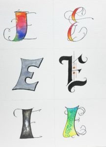 Watercolor and Lettering Alphabet Style Study, Watercolor and Ink