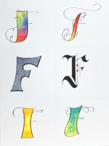 A watercolor and hand lettering style study, watercolor and ink F