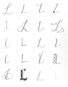 Letter L and Lavender Style Study, dip pen