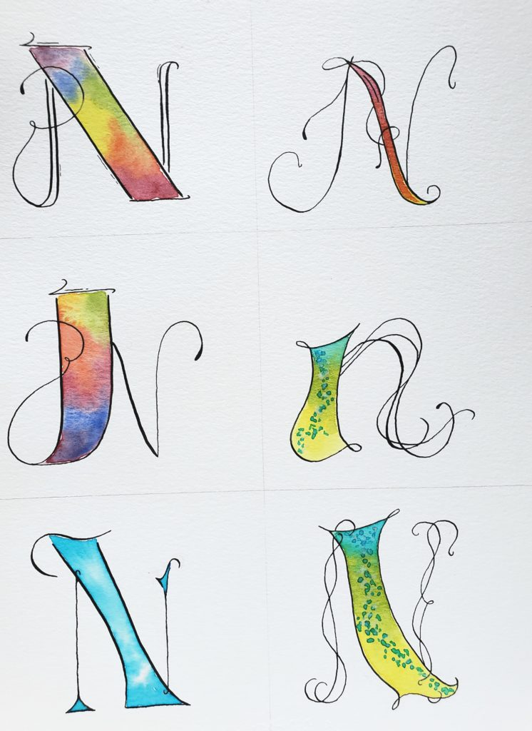 Letter N and all things Night - A style study by The Painted Pen
