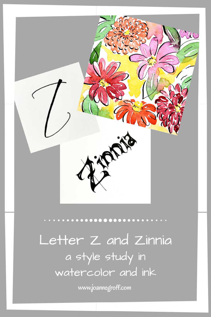 Letter Z and Zinnia pin