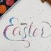 Happy Easter, dip pen and watercolor letters, painted calligraphy