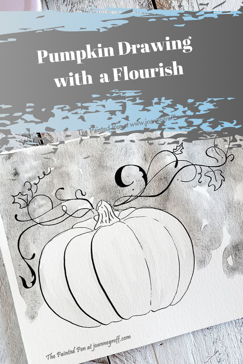 Pumpkin drawing with a flourish