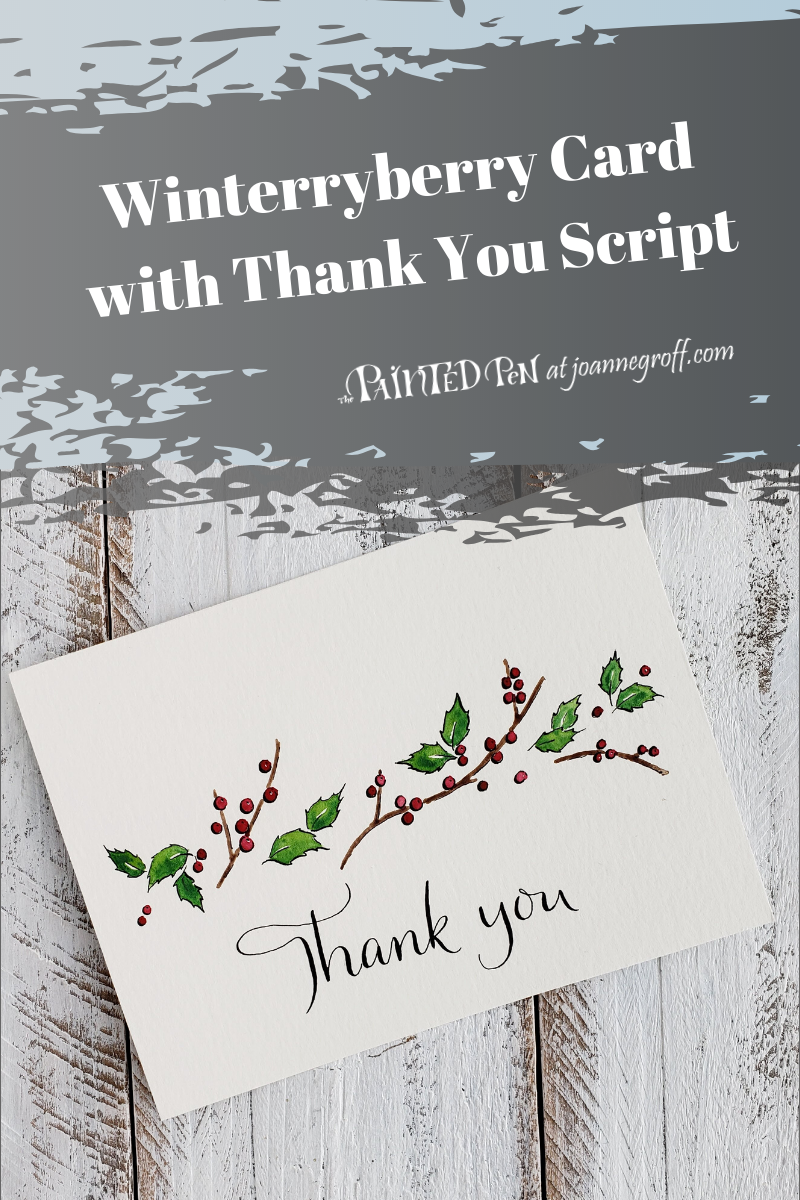 winterberry card with thank you script tutorial