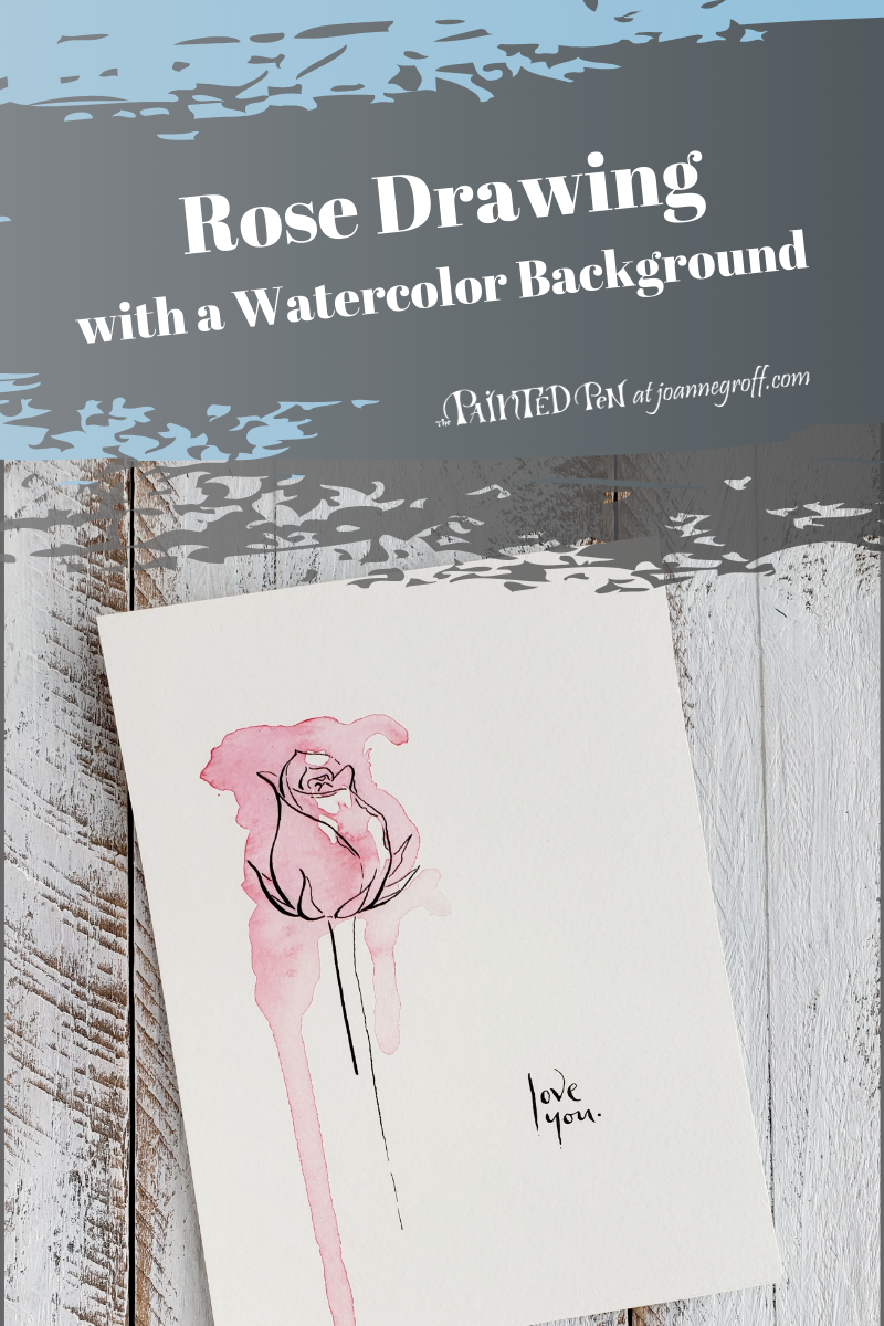 Rose Drawing with a Watercolor Background Tutorial