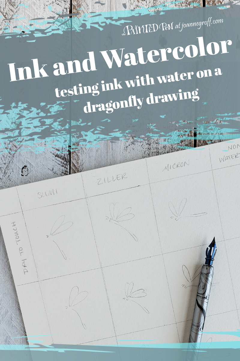 Ink and Watercolor - testing ink with water on a dragonfly drawing Cover Image