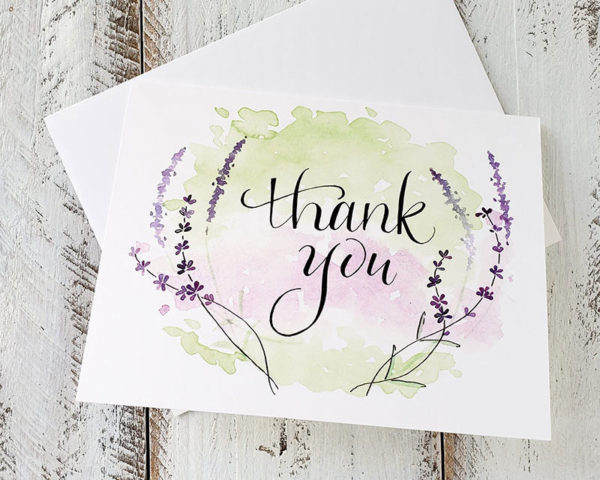 lavender thank you card n envelope