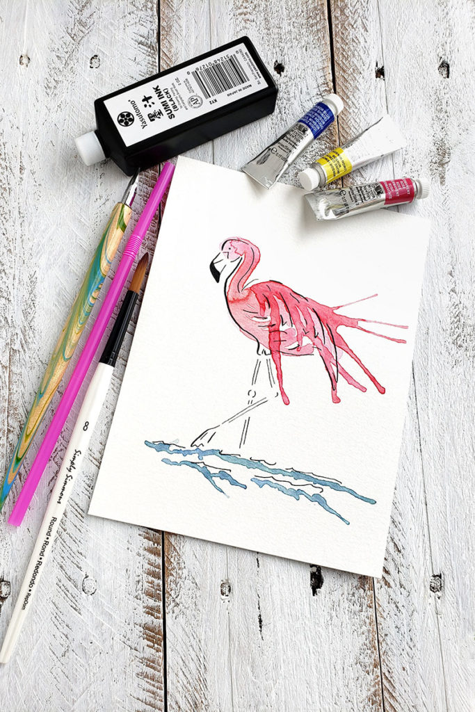 How To Make A Flamingo Drawing With A Splash