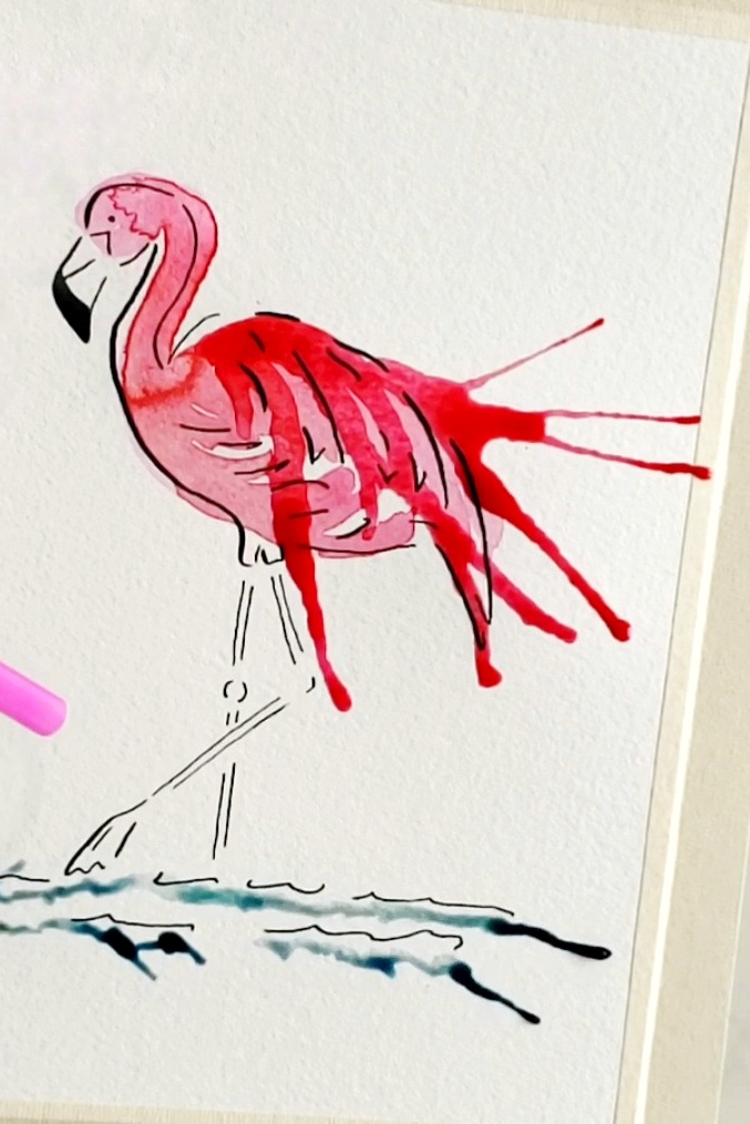 How To Make A Flamingo Drawing With A Splash