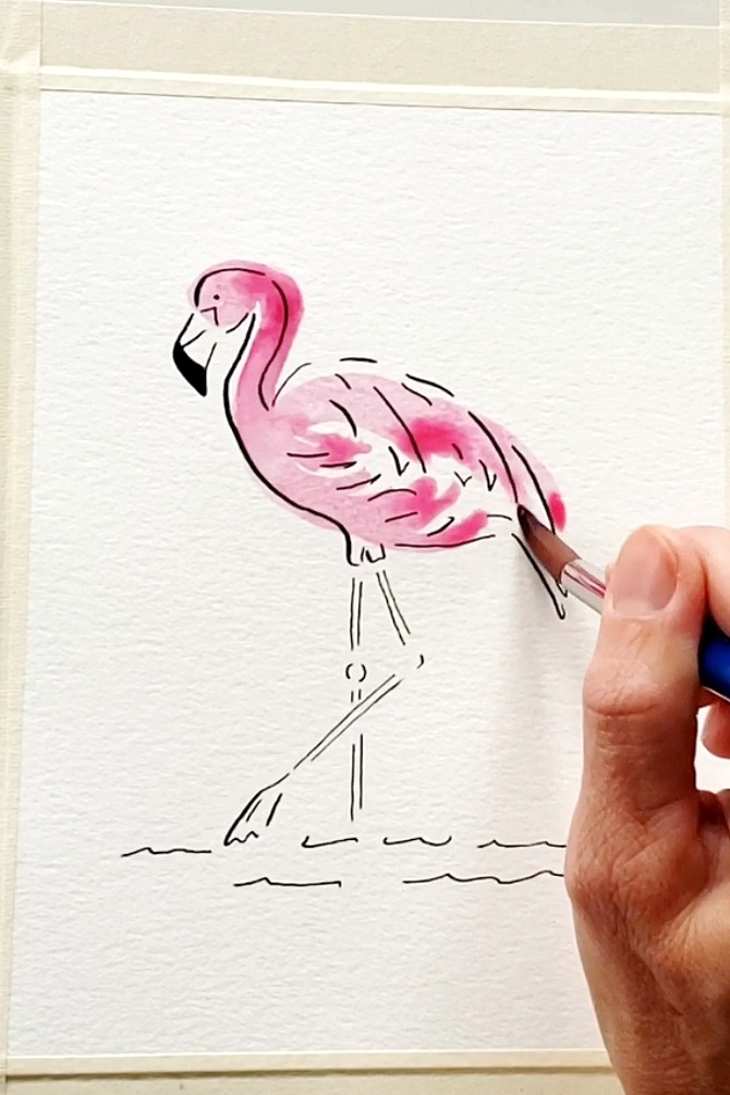 How to Make a Flamingo Drawing with a Splash -