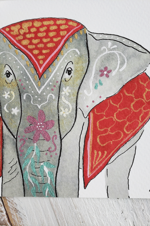 Decorated elephant print close