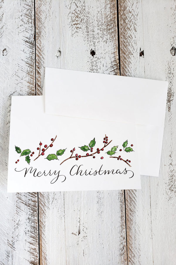 Winterberry & Holly Christmas Cards with Envelopes