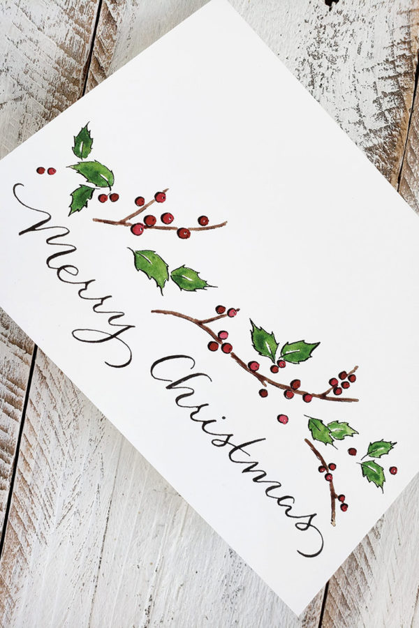 Winterberry & Holly Christmas Cards Closeup