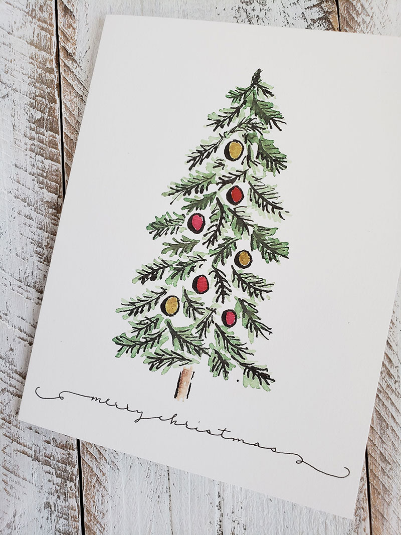 Pine Christmas Tree Greeting Card - The Painted Pen Artwork by Joanne Groff  of The Painted Pen