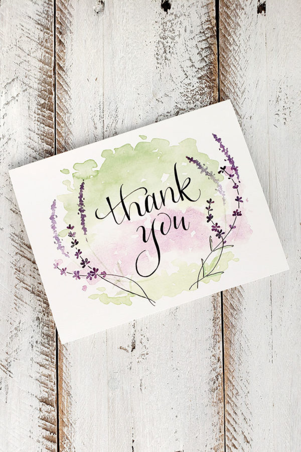 lavender thank you card
