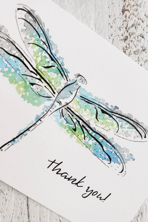 Watercolor Dragonfly Mini Thank You Cards - The Painted Pen