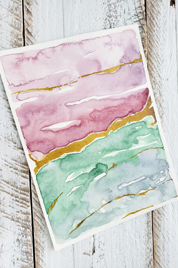 layered marble watercolor abstract close