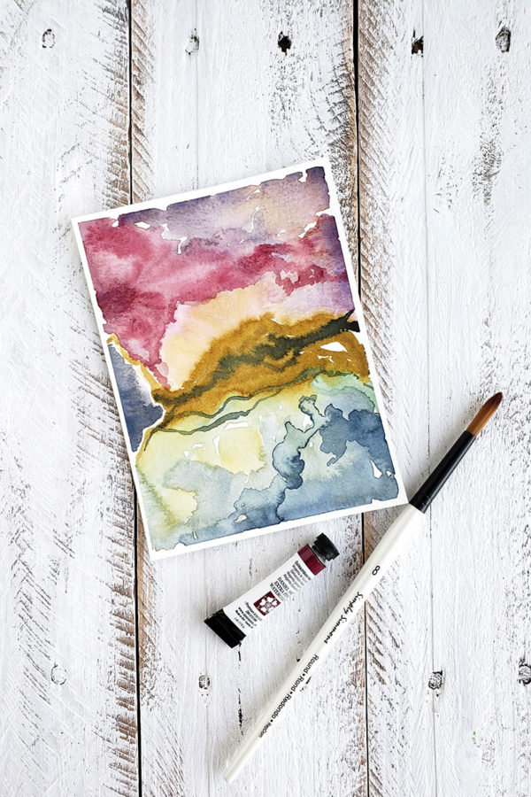 Stormy marbled watercolor abstract