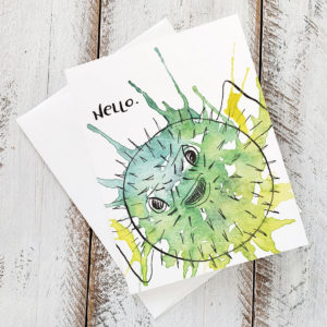 puffer fish hello greeting card