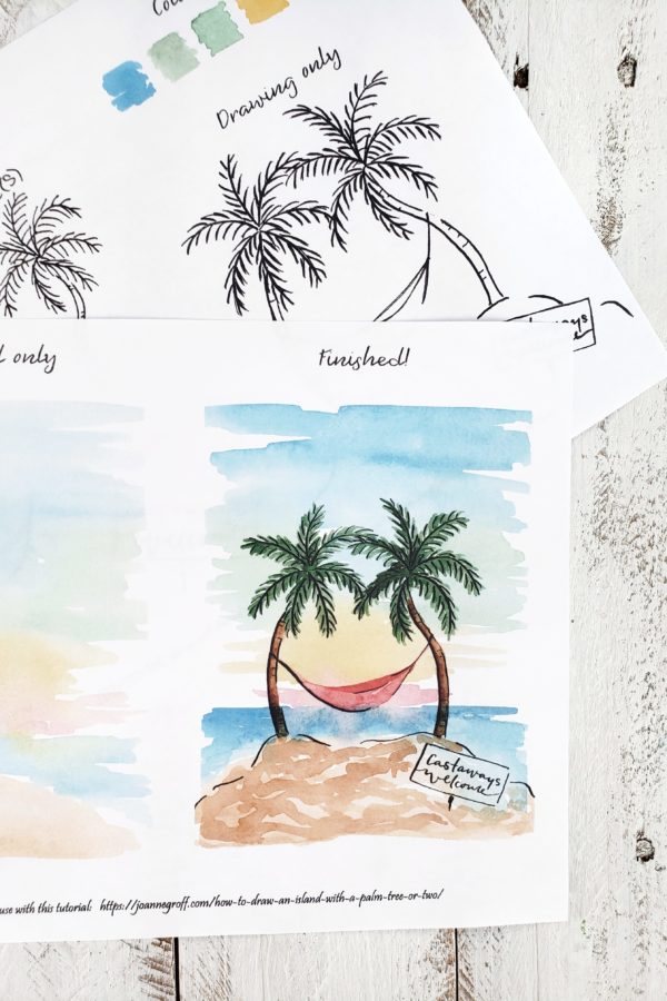 Draw an Island with a Palm Tree Worksheets