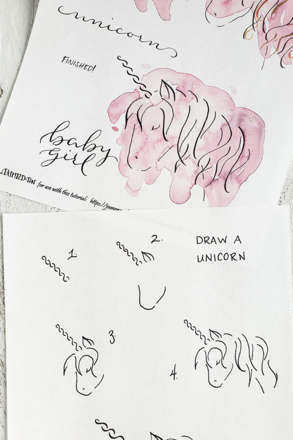 Draw a unicorn steps worksheet