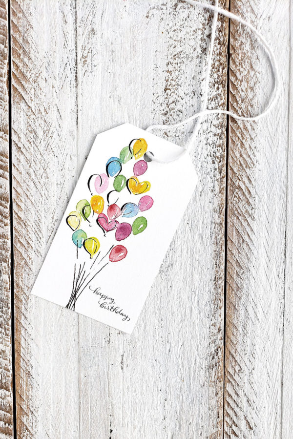 Bunch of balloons birthday gift tag