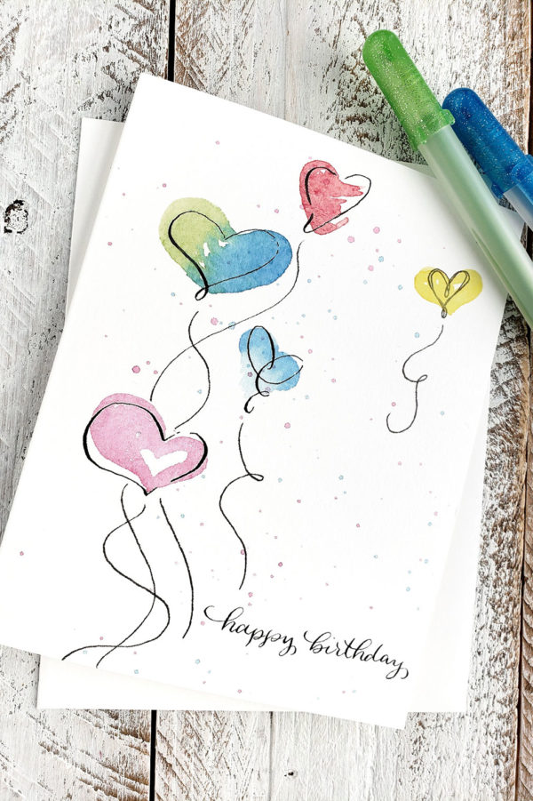 Happy birthday balloon card closeup