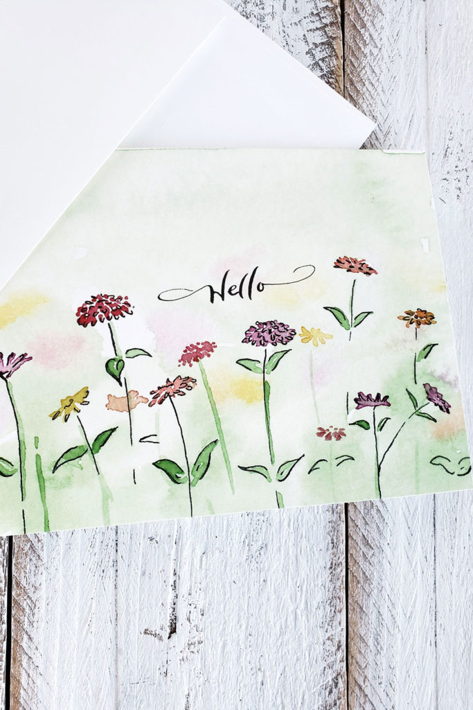 Hello Watercolor Wildflower Meadow Greeting Card - The Painted Pen ...