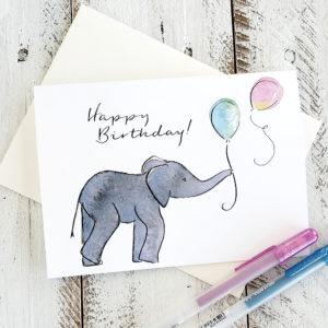 baby elephant balloon card