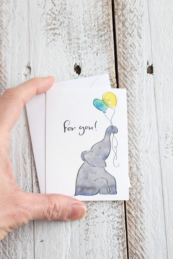 sitting elephant mini card