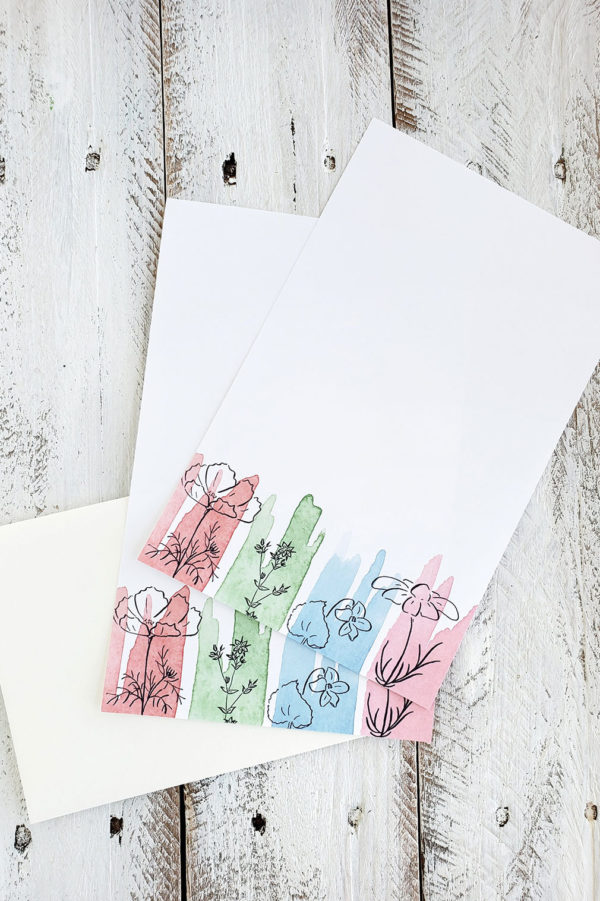 flower drawing letter writing sheets with envelopes