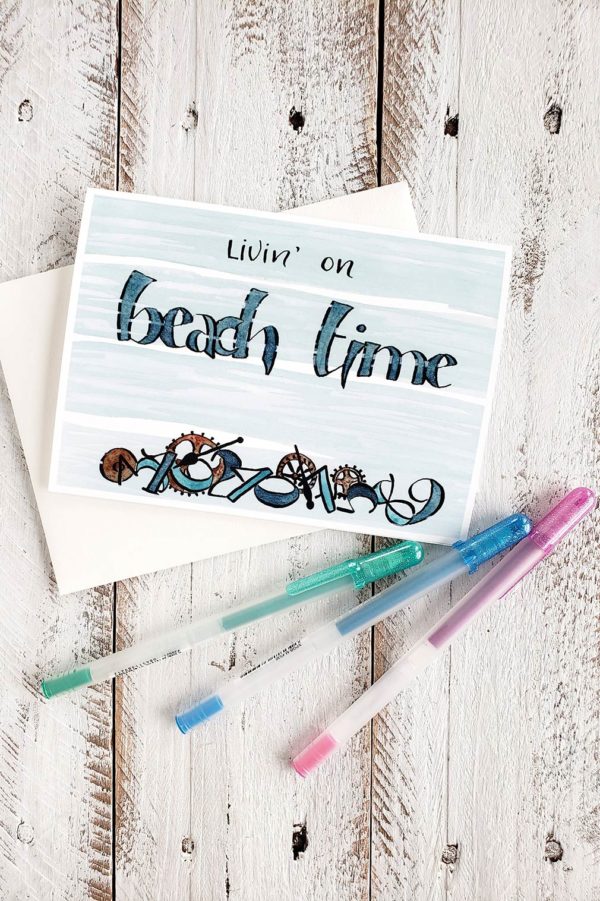 Beach time clock card and envelope