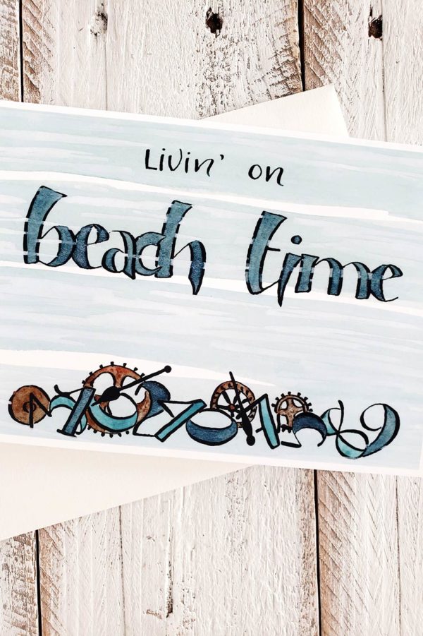 beach time clock card closeup