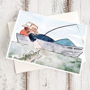 sleeping fisherman watercolor greeting card