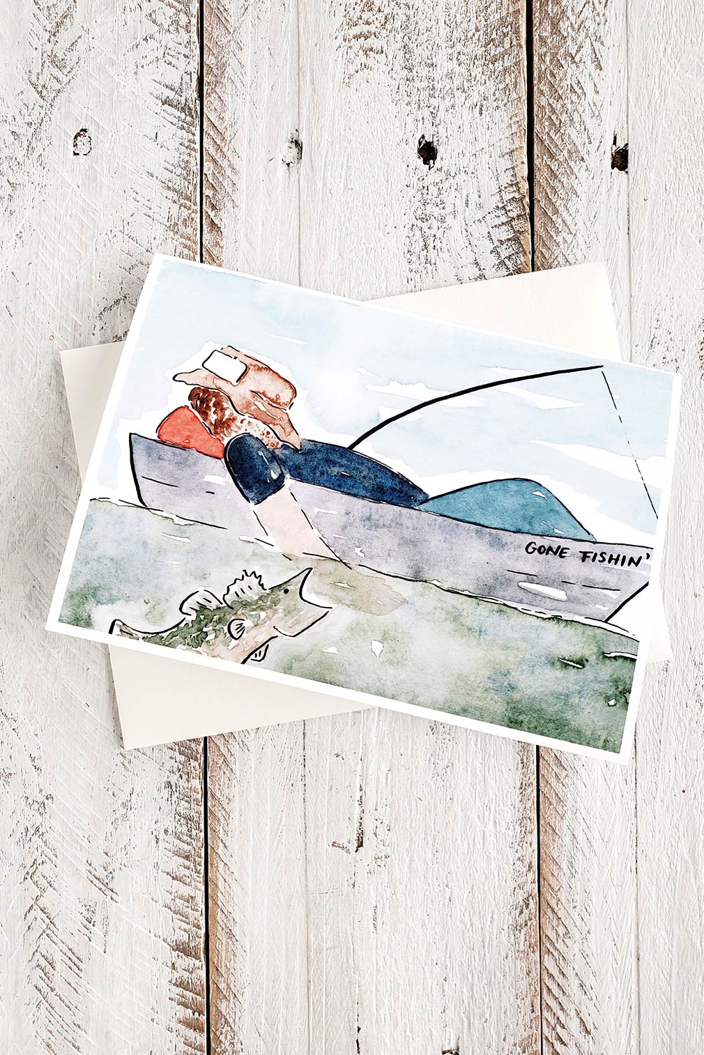 Sleeping Fisherman Greeting Card - The Painted Pen The Painted Pen