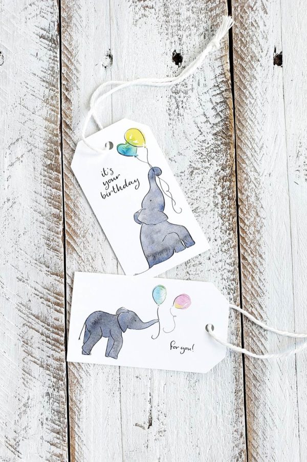 cute elephant birthday gift tags