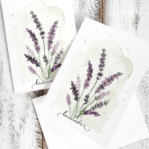 two lavender cards