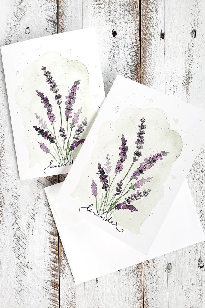Watercolor Lavender Bouquet Greeting Cards - The Painted Pen The Painted Pen