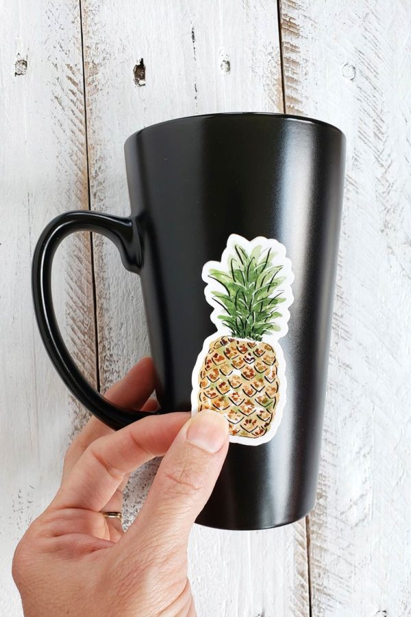 pineapple sticker on a mug