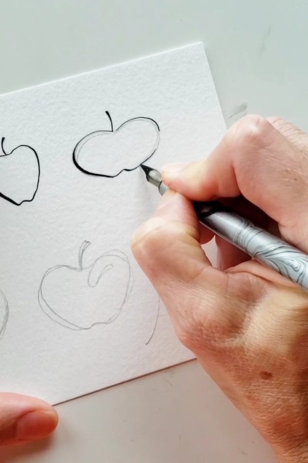 How to Draw an Apple 6 Ways - The Painted Pen Easy Drawing Ideas