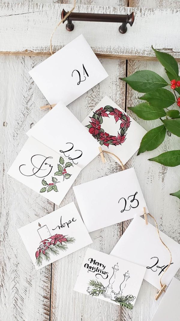 Advent mini cards with numbers