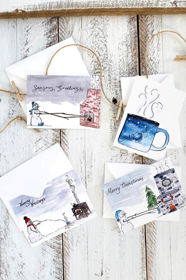 snowman mini cards to use for a countdown for Christmas