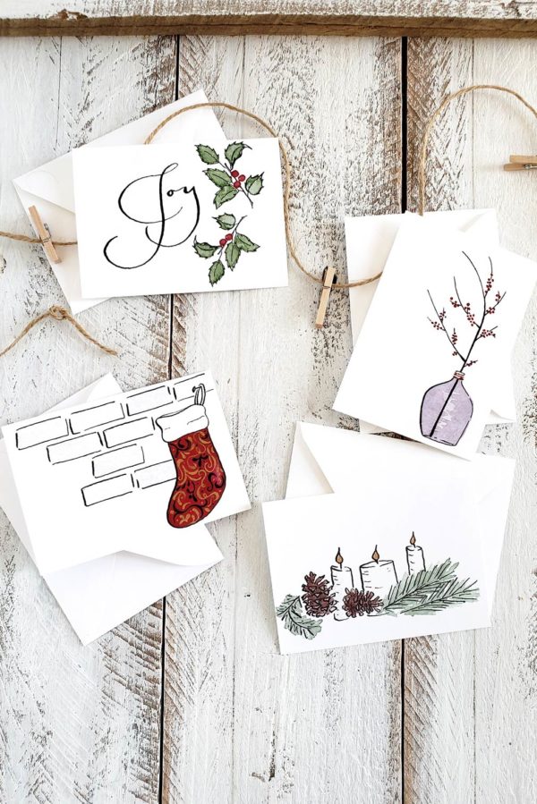 Advent mini cards with holly