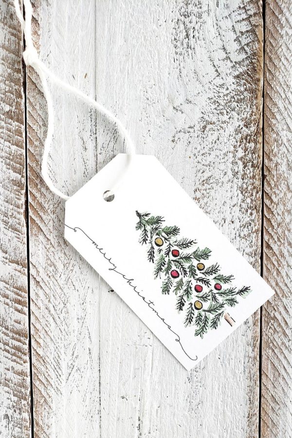 Pine Christmas tree gift tag