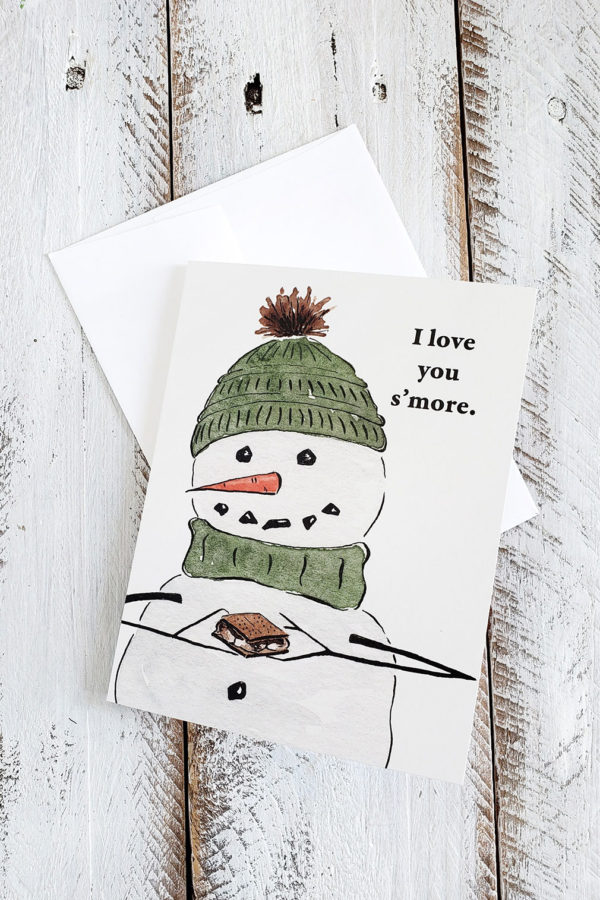 I love you s'more snowman greeting card