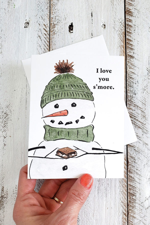 I love you s'more snowman greeting card