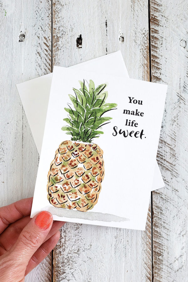 pineapple you make life sweet card held