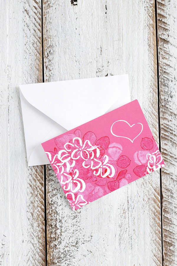 pink and white hydrangea mini card and envelope